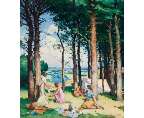 Gaston Balande,&nbsp;French 1880-1970 -&nbsp;Camping, 1934;&nbsp;oil on canvas, signed and dated lower right 'Balande 1934', 