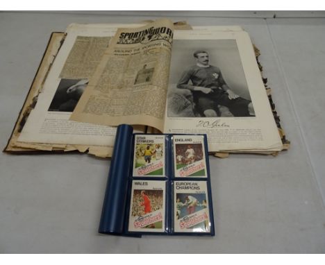 Famous Footballers book which has been used as a war time football scrapbook mainly featuring Arsenal and Cheslea cuttings pl