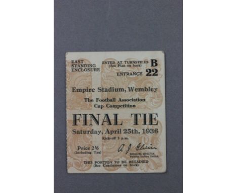 1936 FA Cup Final Arsenal v Sheffield United football match ticket played 25th April 1936 (vg)