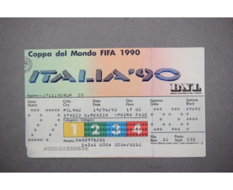 World Cup 1990 West Germany v Colombia football match ticket played in Milan 19th June 1990