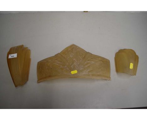 Group of three Art Deco pressed glass wall light shades