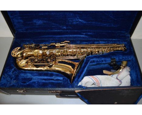 A Jupiter saxophone with case