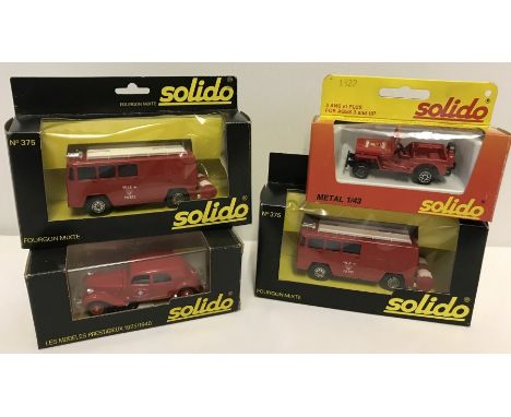 4 boxed Solido French Fire Service vehicles.  