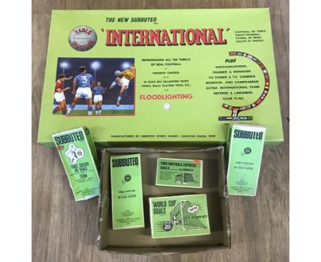 c1970's Subbuteo Table Football. International Edition (missing pitch, some players & goals broken), 3 teams (3 players broke