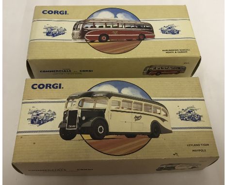 2 limited edition boxed Corgi diecast coaches with COA. 97210 Leyland Tiger Maypole & 97171 Burlingham Seagull Neath & Cardif