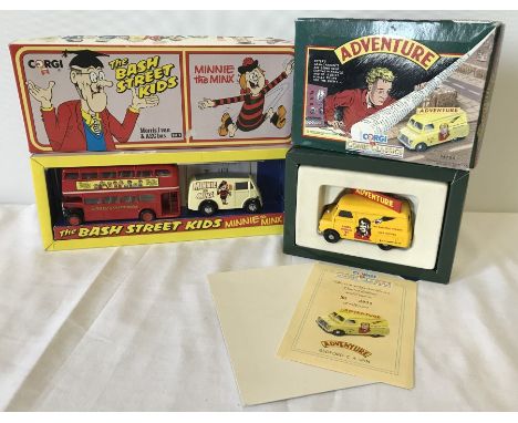 2 boxed Corgi Limited edition Comic classics vehicles. A "Bash Street Kids" Morris J van & AEC bus D47/1 No 6113/15000 with C