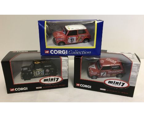 3 boxed Corgi racing minis. 1) Ltd Edition Mini 7 Racing Club - Mini Miglia Dave Kimberley, 2) Ltd Edition Mini 7 Racing Club