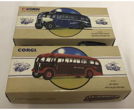2 boxed limited edition Corgi diecast buses from the Classic Public Transport range. 97020 AEC Regal Wye Valley Motors & 9721