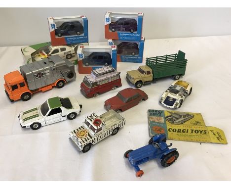 A box of boxed & unboxed Corgi cars. To include unboxed Dodge New Fargo Truck. 