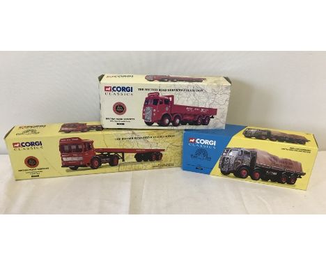 3 boxed Corgi Classics 1:50 scale lorries. B.R.S. Leyland ergomatic trailer set, B.R.S. ERF V type dropside lorry & 40th Anni