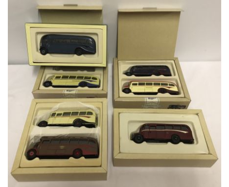 7 Corgi diecast coaches from the Classic Commercials range (not in original boxes). AEC Regal Coach East Yorkshire, Bedford O