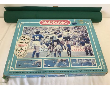 A boxed Subbuteo Italia '90 World Cup table football set. Includes 3 teams:- Argentina, Germany, & Italy. 