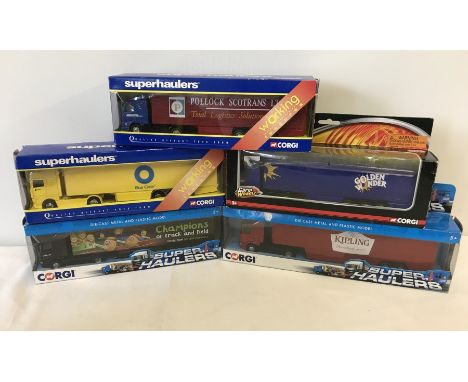 5 boxed Corgi Superhauler lorries. Comprising; Mr Kipling box truck, Branston "We love potatoes" fridge truck, Blue Circle DA