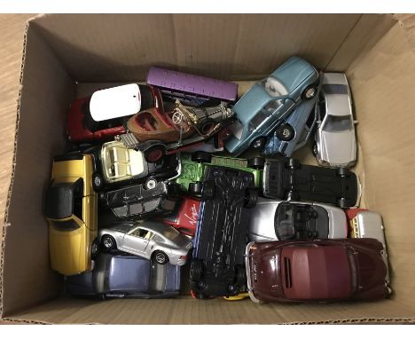 A box of mixed diecast. To include play worn Corgi Chitty Chitty Bang Bang. 