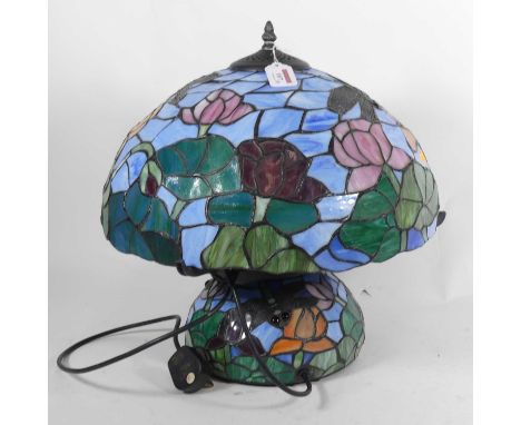 A contemporary Tiffany style stained glass table lamp and shade, height 47cm