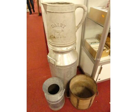 A milk churn, and other dairy bygone related items (4)