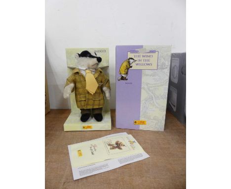 A Steiff The Wind In The Willows badger, h.27cm, boxed