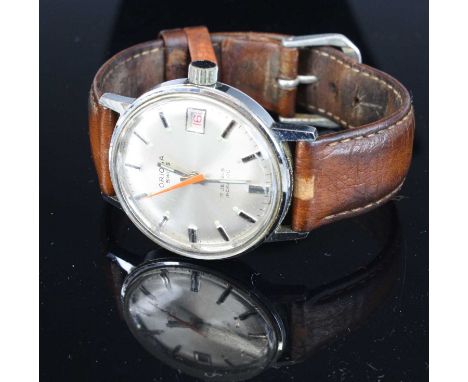 A gent's Oriosa steel cased manal wind wristwatch, circa 1960, having signed silvered dial with luminous baton markers and sw