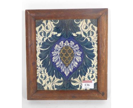 A Maw &amp; Co Persian 8'' tile, circa 1890, in later mahogany frame