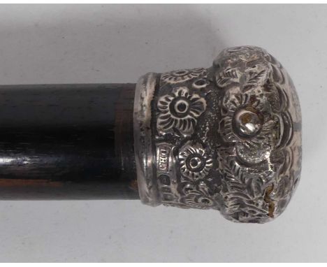 A Victorian silver topped walking stick, length 88cm