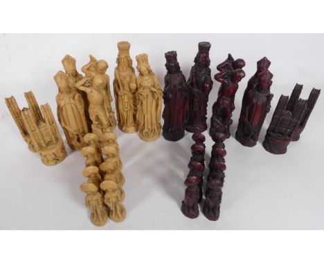 A full set of resin chess playing pieces