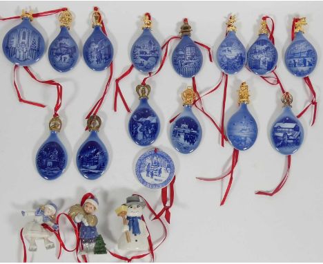 A collection of Christmas decorations, Bing Grondahl, Royal Copenhagen etc