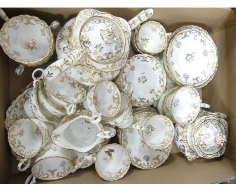 A Rockingham tea service in white and gold