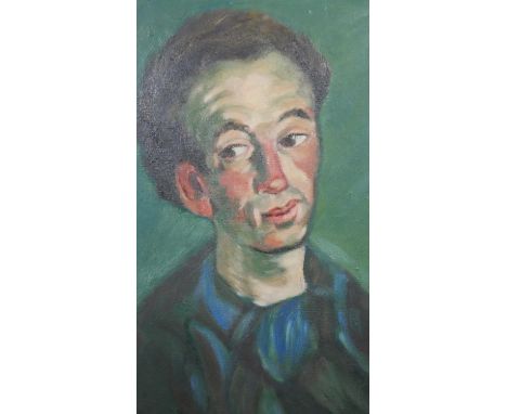 An unframed oil on board portrait of a man, unsigned. H.39 W.29cm 