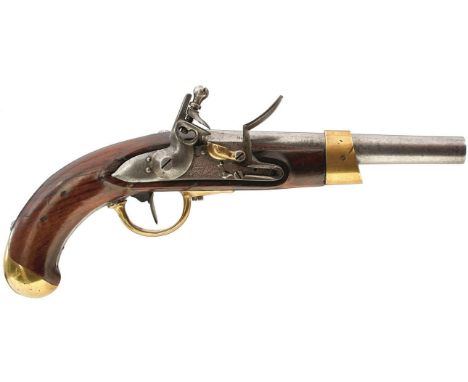A .700 CALIBRE FRENCH ANXIII CAVALRY PISTOL, 8inch tapering barrel dated 1809 at the breech and M an 13 on the tang, stepped 