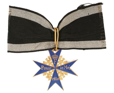 A JEWELLER'S QUALITY COPY OF THE POUR LE MERITE, the blue enamelled gilt body interspersed with eagles, the rear with some en