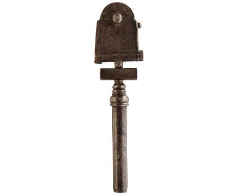 AN ITALIAN WHEEL-LOCK COMBINATION TOOL IN THE 17TH CENTURY STYLE, comprising spanner, powder measure and eprouvette. 