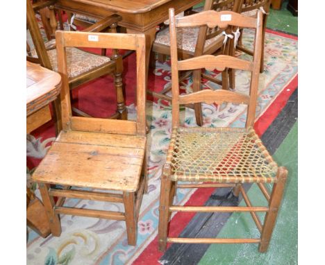 An early 19th century Central American hardwood side chair, of Spanish Colonial influence, shaped ladder back, rawhide seat, 