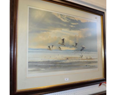 An original print, Storm Lake, Manyana, Fine Art Guild stamp, signed in pencil, Donald Grant