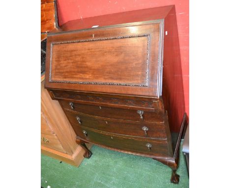 A Chippendale Revival mahogany bureau, c.1925