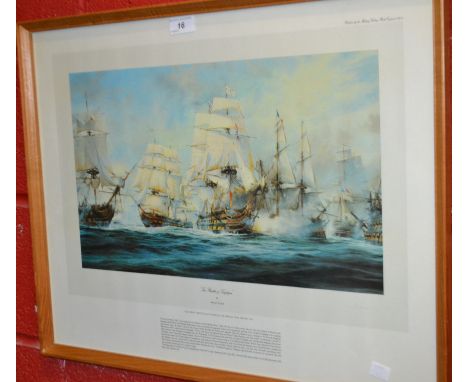 The Battle of Trafalgar, a print, signed by the present Lord Nelson
