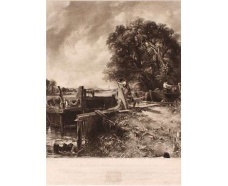 Engraved by David Lucas, after john Constable two engravings of Flatford Lock