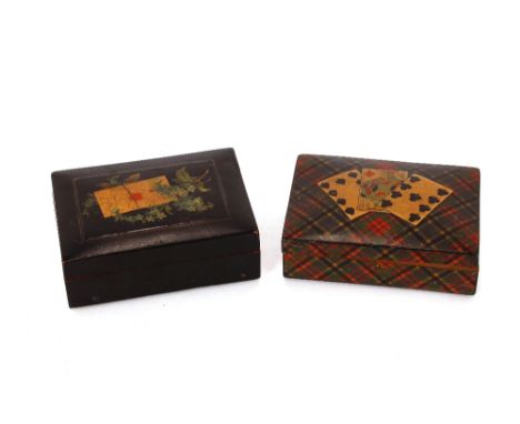 A set of 19th Century playing cards by F.Wimmer Carten Fabrik Nurnberg, contained in a mauchline ware tartan and playing card
