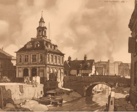 Leonard&nbsp;Russell Squirrell,&nbsp;"The Custom House, King's Lynn", monochrome print pencil signed to mount, image 22.5cm x