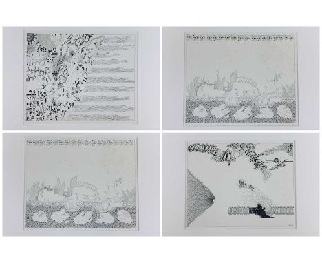 WALTER WHALL BATTISS (South African, 1906-1982) four monochrome prints - one entitled 'Land and Water', recumbant female with
