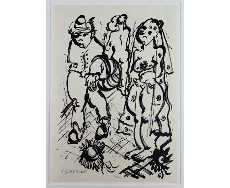 FRANZ CLAERHOUT (South African, 1919-2006) limited edition (77/250) print - figures walking, signed, 42 x 30cmsProvenance: Es
