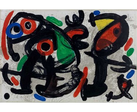 JOAN MIRO (Spanish, 1893-1983) colour lithograph – 'La Ronde de Nuit', abstract black, green, red and blue, circa 1970, 37 x 