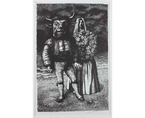 ‡ JOHN VIVIAN ROBERTS (Welsh, 1923-2003) monochrome lithograph - Minotaur's Wedding, signed, 61 x 43cmsComments: mounted but 