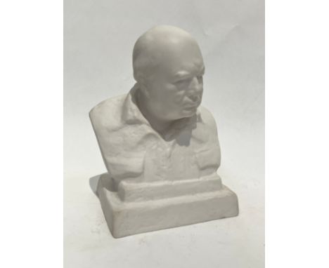 A mid-20th Century Spode Parian Ware bust of Winston Churchill after Oscar Nemon, printed marks to base, impressed NEMON to s