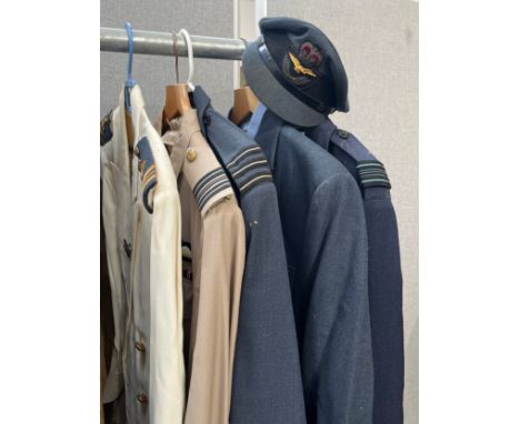 A quantity of post-war British uniform including tropical mess dress and service dress, great coat etc