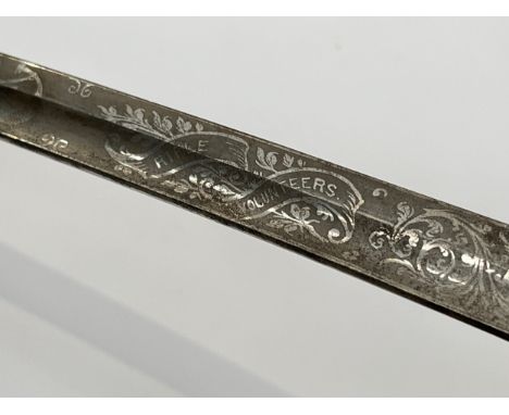 A Victorian Rifle Volunteer's sword, the pierced Gothic style hilt with Victorian crown and Rifles emblem, with wired shagree