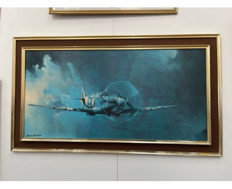 A Barrie Clark print 'Spitfire', framed and glazed