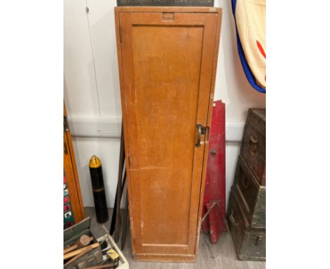 Two post-war beech and plywood lockers, thought to be RAF Air Ministry