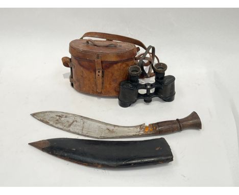 A pair of WWI Carl Zeiss (London) Ltd. 1916 dated No. 3 Mk. II x6 binoculars with a matching dated case, together with a kukr