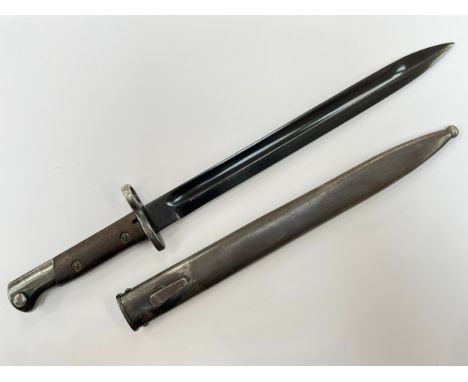 A Mauser bayonet, blade marked Simson and Co. Suhl, with steel scabbard