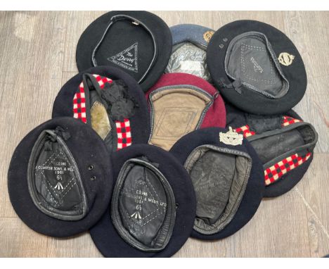 A quantity of headwear including Scottish Glengarry cap, 1960's red beret etc